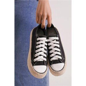 Beast Fashion Lace‎ Up Woven Espadrille Sole Sneakers